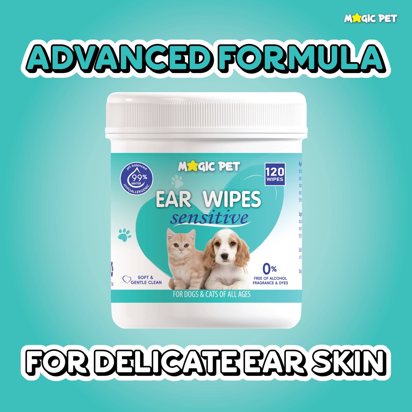 Magic Pet Hypoallergenic Cat & Dog Ear Cleaner Wipes 120 ct.