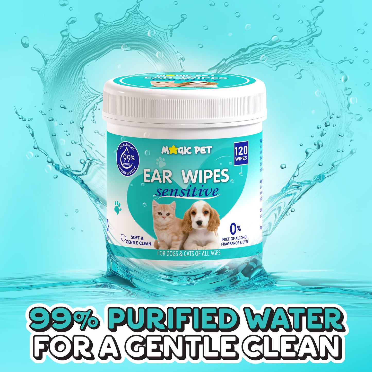 Magic Pet Hypoallergenic Cat & Dog Ear Cleaner Wipes 120 ct.